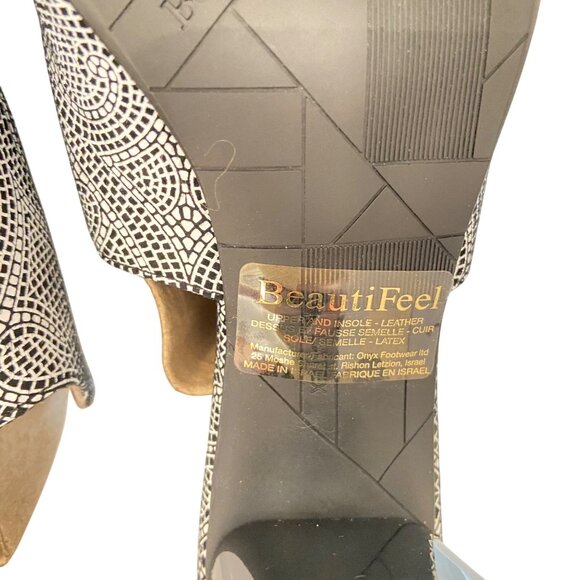 Beautifeel Black & White Open-Toe Block Heel Mules With Geometric Design size 37 - Picture 7 of 16